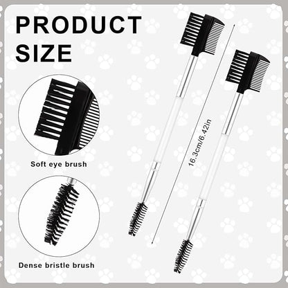 2pcs Double-Headed Soft Bristle Facial Comb, Tear Stain Gunk Remover for Puppy and Cat Grooming (White)