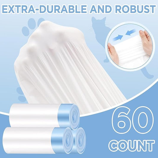 60 Count Cat Litter Box Liners, Heavy Duty for Self Cleaning Litter Box1113