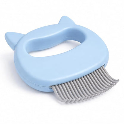 Pet Hair Removal Massage Shell Comb, Soft Deshedding & Dematting Grooming Brush for Dogs, Cats, Puppies & Rabbits – Removes Loose Fur & Mats, For Long & Short Hair (Blue)