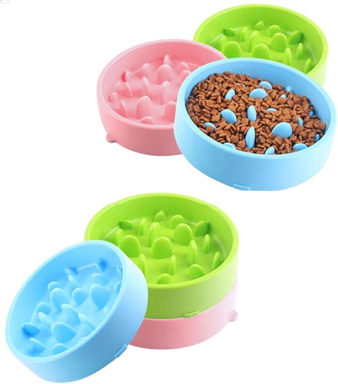 WenYing Slow Feeder Puzzle Dog Bowls, Interactive Bloat Stop Busy Bowl, Food Water Fun Feeding, Non-Slip Anti Choke Healthy Diet Bowls (Blue 3)