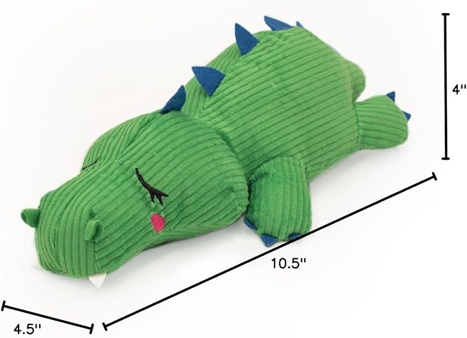 ZippyPaws Snooziez with Shhqueaker - Silent Squeaker Dog Toys, No Squeak Puppy Plush Toy, Chew Toy with Ultrasonic Squeaker, Quiet Stuffed Toy for Small, Medium, & Large Dogs - Alligator