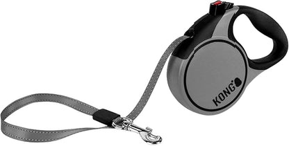 Alcott Kong Terrain Retractable Dog Leash, Medium, Grey, 16' Long.