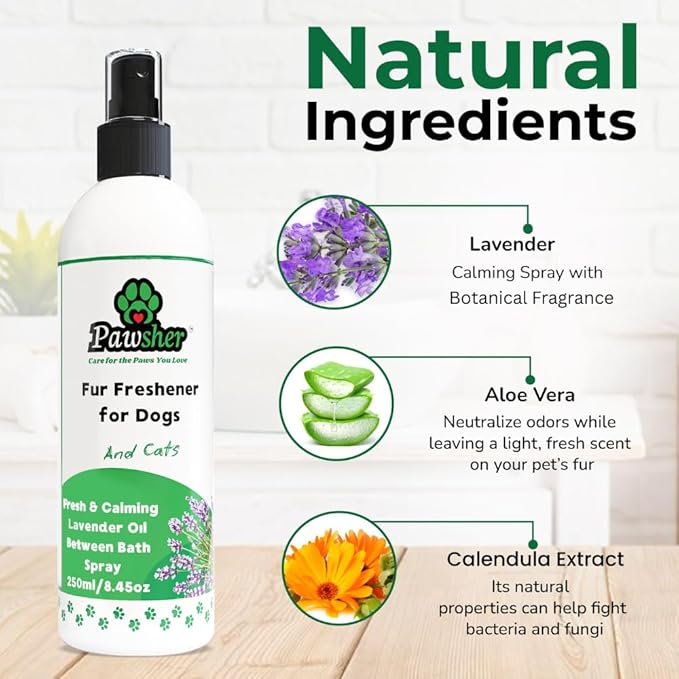 Lavender Dog Perfume Spray – Long-Lasting Dog Cologne & Deodorizing Spray for Dogs and Cats, Helps Eliminate Odor Between Baths, Gentle Grooming Freshener for Sensitive Skin – 8.45 oz