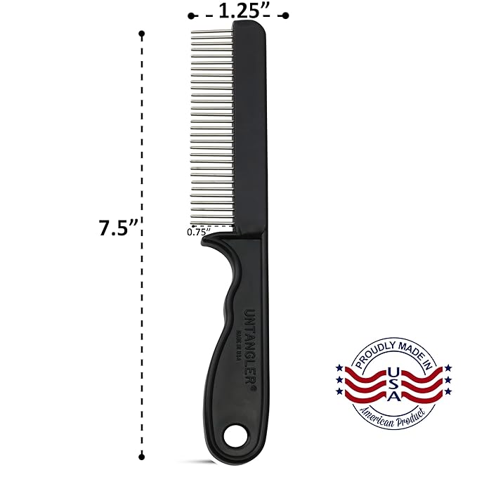 Super-Groom Combs with Smooth Rotating Teeth for Painless Mat Removal (JetBlack, 30 Narrow-Spaced Teeth)