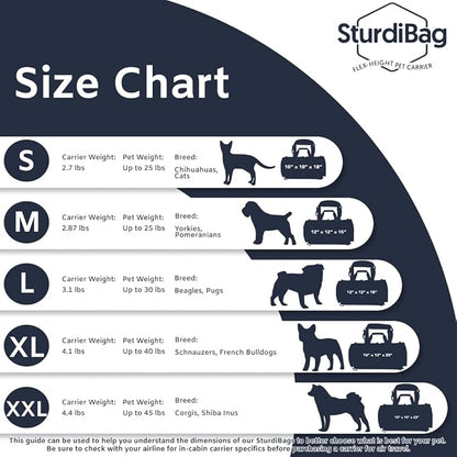 SturdiBag XL Pet Travel Carrier: Flexible Height for Cat and Dog Soft Sided with Safety Clips and Seatbelt Straps | Smoke, 20" x 16" x 12" (PN: SB3-PRO-SM)