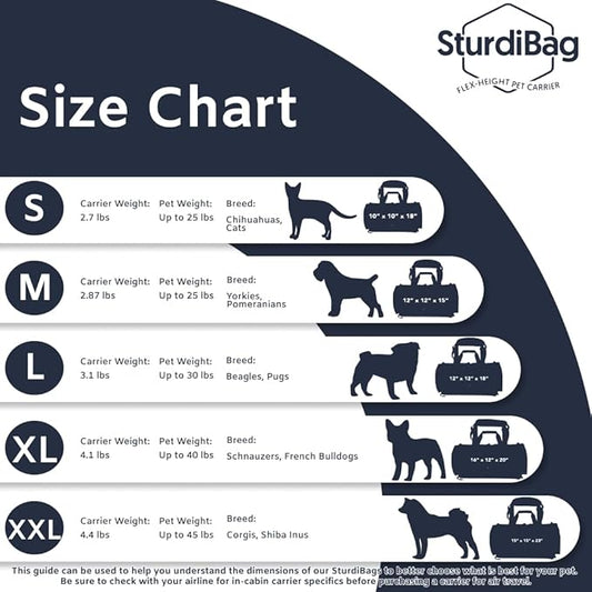 SturdiBag XL Pet Travel Carrier: Flexible Height for Cat and Dog Soft Sided with Safety Clips and Seatbelt Straps | Smoke, 20" x 16" x 12" (PN: SB3-PRO-SM)