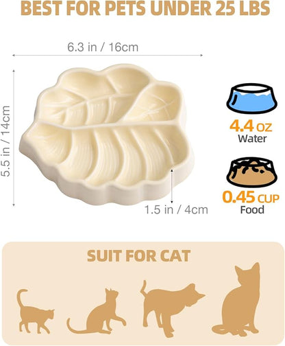 Slow Feeder Dog Bowl, 0.44 Cups Ceramic Dog Food Dish for Fast Eaters Small Breed, Puzzle Bowl for Small Dogs and Cats(Yellow)