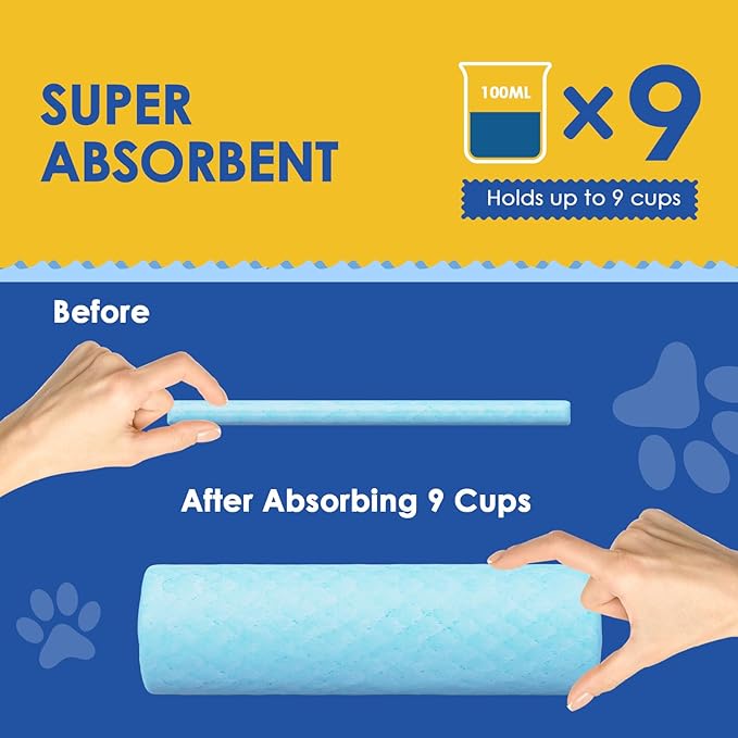 JollyMate 28"x34" Dog Pee Pads Extra Large, 30 Pack X-Large Super Absorbent Pet Pee Pads with Adhesive Tabs, 6 Layers Thick Leak-Proof Potty Pads for Dogs and Puppies