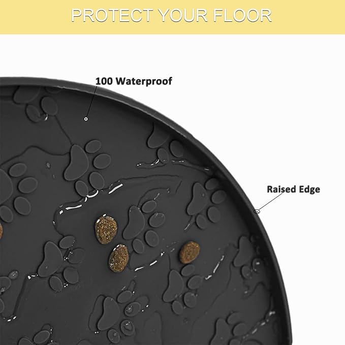 Dog Food Mat - Waterproof Silicone Dog Mat for Food and Water, Pet Food Mat with Edges for Protecting Floors (1Pack Cream)