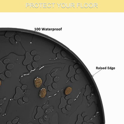 Dog Food Mat - Waterproof Silicone Dog Mat for Food and Water, Pet Food Mat with Edges for Protecting Floors (1Pack Cream)
