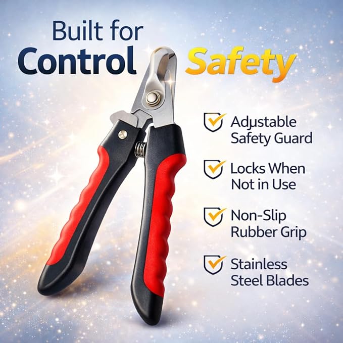 Pet Nail Care Kit – Dog & Cat Nail Clippers with Safety Guard, Non-Slip Grip, Nail File & 1oz Styptic Powder Quick Stop Bleeding Powder for Nail Clipping, Cuts & Grooming (1oz + Pet Trimmers, 1 oz)