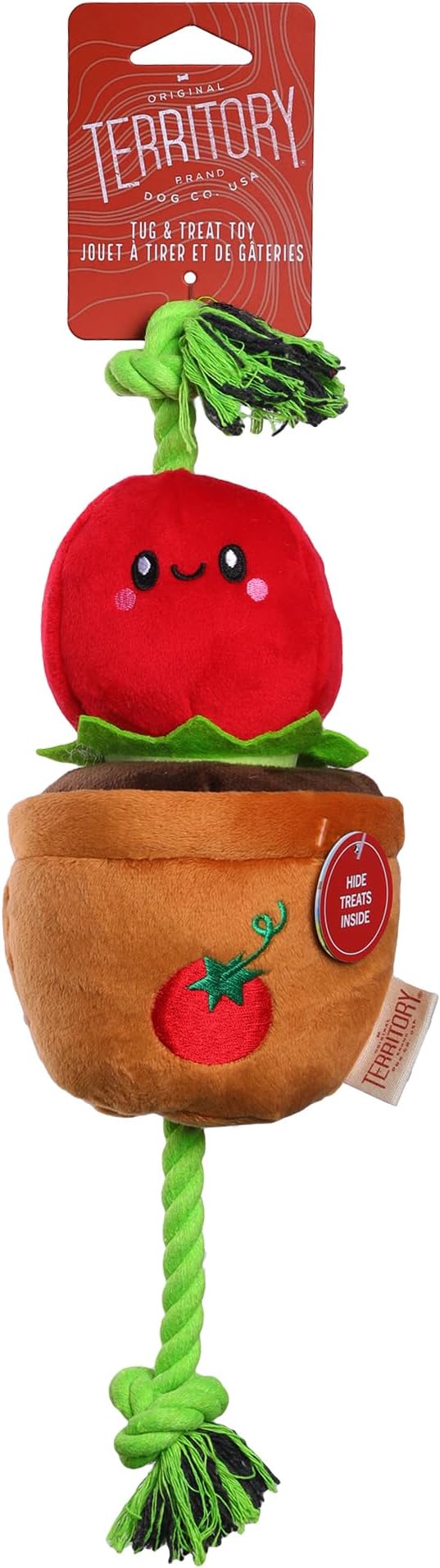 Territory Interactive Play Plush Treat-and-Tug Reward Toy for Dogs, Tomato