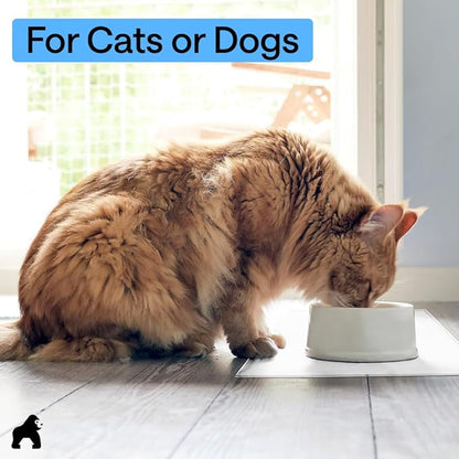 GORILLA GRIP 100% Waterproof Raised Edge BPA Free Silicone Pet Feeding Mat, Dog Cat Food Mats Contain Spills Protects Floors, Placemats for Cats and Dogs Water Bowl, Pets Accessories 32x24 White