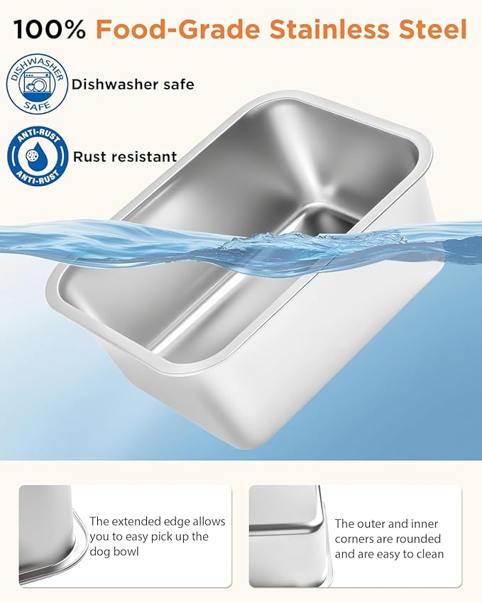 2-Pack Elevated Dog Bowls for Large Breed, 3 Gallon Large Water Bowl and 1.5 Gal Food Bowl Set with 6-Height Adjustable Stand, Raised Dog Feeding Station with Stainless Steel Bowls for Indoor&Outdoor