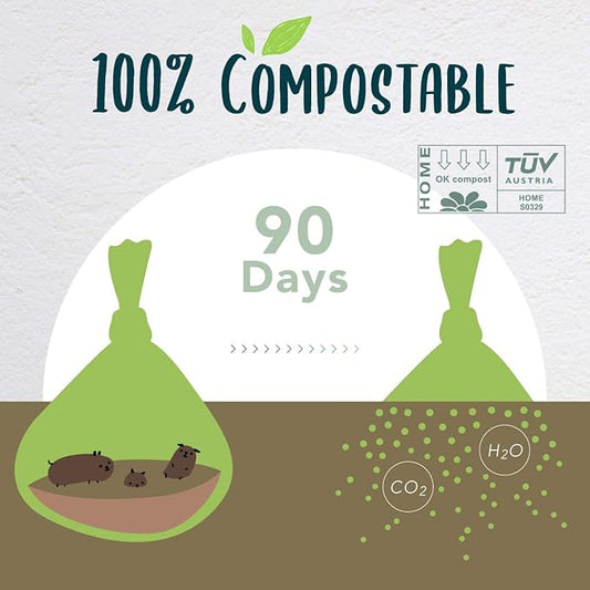 Dog Poop Bag with Holder, Compostable Dog Bags for Poop, Vegetable-Based Doggy Poop Bags, Eco-Friendly, Unscented, Extra Thick and Leak Proof, 120 Counts, 10 Rolls, 9 x 13 Inches