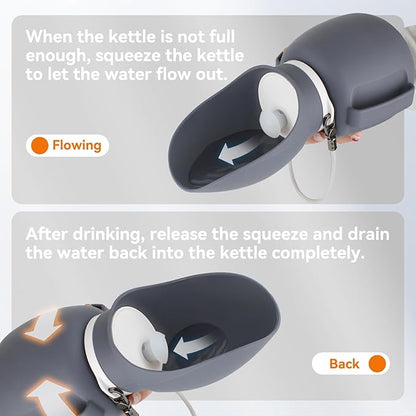 PETLESO Dog Water Bottle, Portable Dog Water Dispenser, 27 OZ Leakproof Pet Bottle Kettle for Doggy Cats Outdoor Walking/Hiking/Travel Driking, Grey