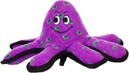 TUFFY - World's Tuffest Soft Dog Toy - Ocean- Squeakers - Multiple Layers. Made Durable, Strong & Tough. Interactive Play (Tug, Toss & Fetch). Machine Washable & Floats. (Octopus, Small 2 Pack)