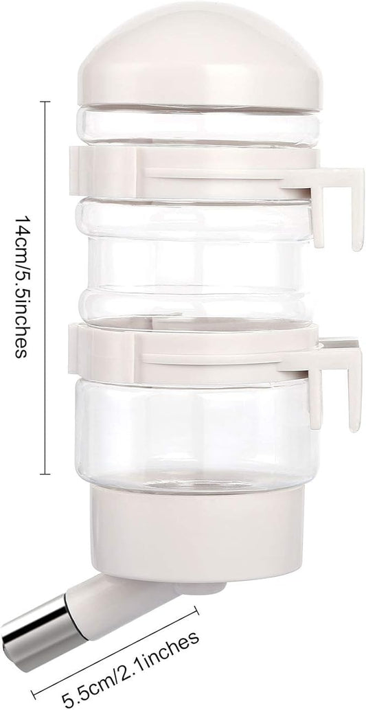 Dog Kennel Water Dispenser, No Drip Water Bottle Container ABS Material BPA Free 16oz for Small Animals