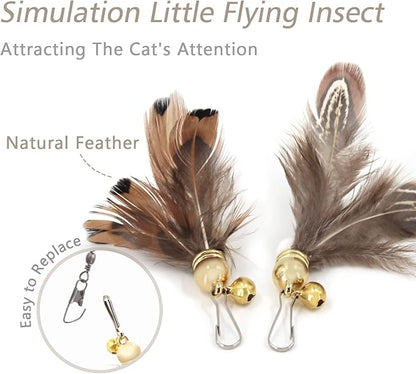 SONGWAY Cat Toy Wand Replacement - 8 Pieces Insect Cat Toys, Cat Feather Toy Refills, Cat Teaser Wand Attachments, Interactive Cat Toys for Indoor Cats
