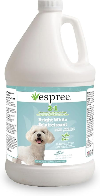 Espree Bright White Whitening Shampoo & Conditioner for Dogs, Stain-Removing, Brightening Formula for White and Light-Coated Pets, Gentle Whitening and Hydrating for Sensitive Skin, Gallon