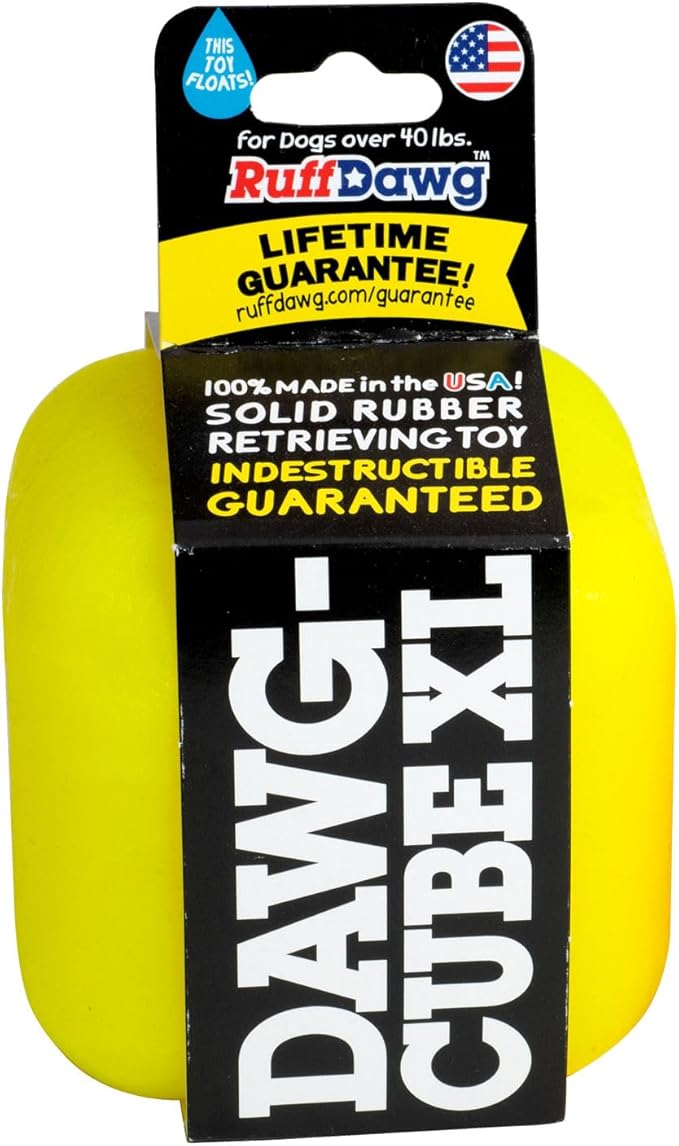 Ruff Dawg Cube XL 3.5 Indestructible Dog Toy – Heavy-Duty Rubber Fetch & Chew Toy for Aggressive Chewers – Erratic Bounce, Floats, BPA & Latex Free – Made in USA