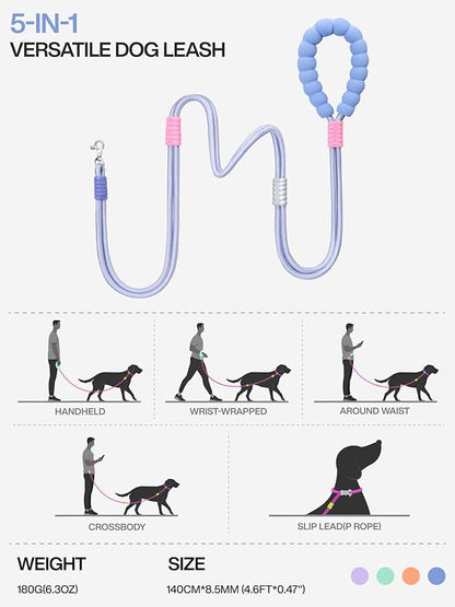 Hands Free Dog Leash 5FT Adjustable Waist Leash with NBR Padded Handle & Zinc Alloy Clip Waist/Crossbody Slip Lead Leashes for Walking - Smart (Lunar Sweetlight)