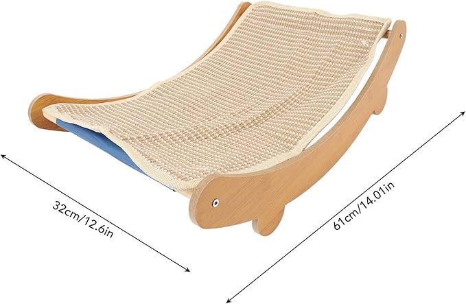 Cat Hammock Chair, Scratch Wooden Cat Lounger with Sisal Scratcher, Cat Rest Bed for Home Furniture Protector, Comfortable Cat Scratching Board Lounge (L)