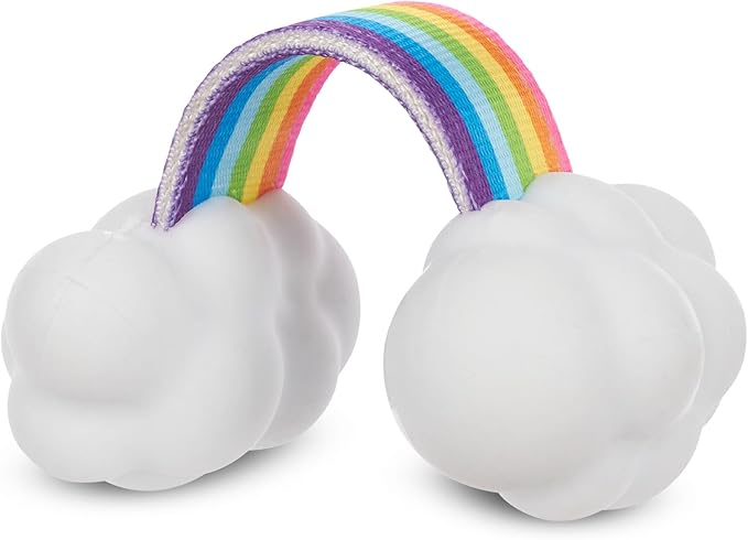 Barkbox Dog Toys – Toy G BIV Rainbow Super Chewer Tug Toy for Enthusiastic Chewers with Double Reinforced Strap and Tough Rubber Clouds – Small