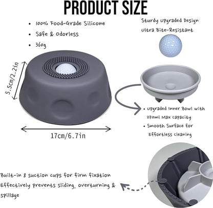 Silicone Lick Bowl for Dogs with Suction Cup, Anti-Slip Slow Feeder, Upgraded Chew-Resistant Ball & Anti-Disassembly Design, 250ml Capacity, Dishwasher Safe, for Small Medium Large Pets(1, Gray)