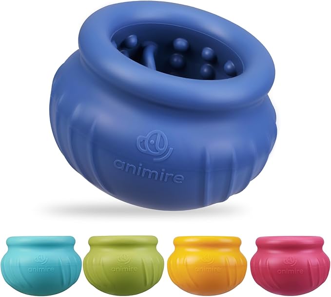 Wobbly Dog Enrichment Lick Toy, Stuffable Frozen Lick Bowl to Keep Dogs Busy, Long-Lasting Interactive Treat Dispensing Dog Toy, Silicone Fetch Catch Chew Toy(Dark Blue,L)