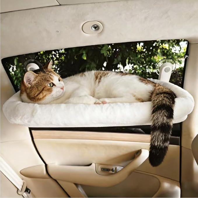YGP Foldable Cat Window Perch – No Drilling, 40lbs Tested Hold, 4 Strong Suction Cups, Heavy-Duty Metal Frame, Space-Saving Fold-Down Design, Ultra-Soft Fleece Hammock for Cats