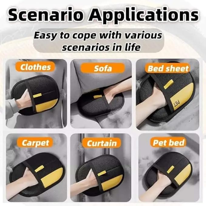 Pet Hair Removal Glove 3 Pack for Dogs & Cats, Reusable Electrostatic Grooming Mitt, 5-Finger Pet Hair Remover for Furniture, Couch, Carpet, Clothes & Car Seat
