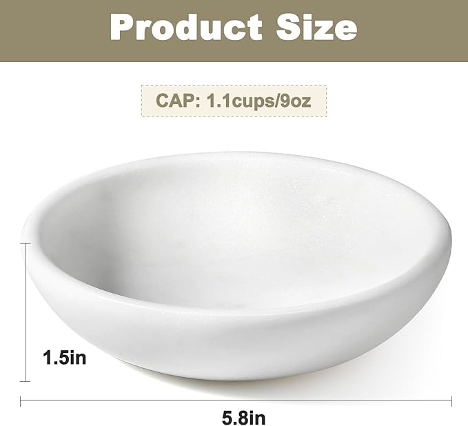 White Cat Bowl, Marble Food and Water Bowl for Cat and Small Dog, Heavyweight 1.5lb Non-Tip Pet Food Dish with Slip-Proof Pad, Premium Stone Feeder for Elegant Home Decor