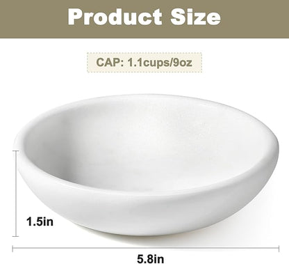 White Cat Bowl, Marble Food and Water Bowl for Cat and Small Dog, Heavyweight 1.5lb Non-Tip Pet Food Dish with Slip-Proof Pad, Premium Stone Feeder for Elegant Home Decor