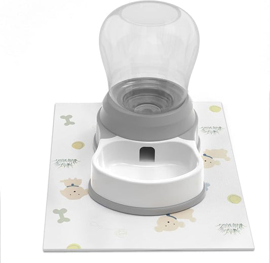STALTWO 1 Gallon Automatic Dog Water Dispenser, Premium Large Capacity Gravity Pet Water Bowl with Non-Slip Mat for Multiple Pets, BPA-Free Cat Water Feeder for Large Dogs, Refill Less Often, Grey