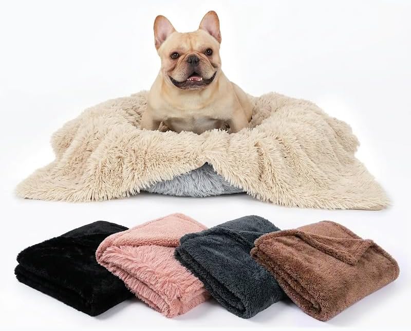 Pet Blankets Waterproof Fluffy Fleece Blanket Cat Dog Blankets Liquid Pee Proof Throw Blanket Reversible Furniture Protector Cover Washable for Couches Beds Sofa,65"x57" Beige - Image 5