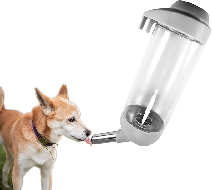 Dog Crate Water Bottle Dispenser - No Drip Dog Kennel Water Dispenser & Cage Bottle - Easy-to-Use Water Bottle for Cat Crate - Perfect for Keeping Your Pet Hydrated (Grey)-350ML