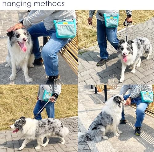 Raisingwell Dog Treat Pouch with Magnetic Closure 4-Cup Silicone Bag Fanny Pack Holder with Clicker 4 Ways to Wear Front Pocket Fits All Phones Ideal for Leash, Pet Walking and Training（Green） - Image 6