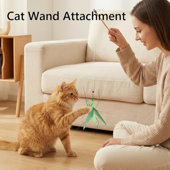 Cat Feather Cat Toy Attachments, 2 Pcs Simulation Insects Mantis Refills, Cat Toys Replacement Feathers for Cat Wand, Interactive Kitten Teaser Wand Attachments