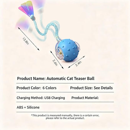 Interactive Cat Toys for Indoor Cats with 3 Tails,Automatic Moving Kitten Toys,Cat Toys for Bored Indoor Adult Cats,Smart Rechargeable Cat Enrichment Toys for Cats to Keep Them Busy, Pet Toy Cat Ball