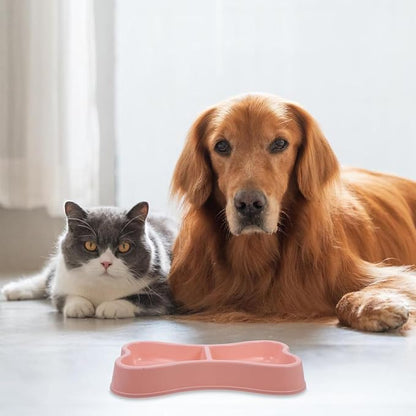 Garneck Pink Plastic Double Dog Bowls for Small Dogs - Durable Puppy Feeder with Water Bowl - for Meals and Hydration Ideal Small Animal Dish Pet Owners
