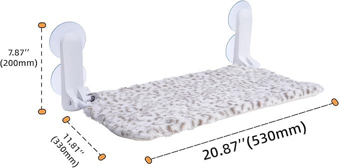 Cat Window Perch, Cordless Foldable Cat Hammock Bed with 4 Suction Cups, Embeded Machine Washable Bed for Indoor Cats, Strong Metal Frame Holds 40lbs (Leopard Print)