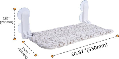 Cat Window Perch, Cordless Foldable Cat Hammock Bed with 4 Suction Cups, Embeded Machine Washable Bed for Indoor Cats, Strong Metal Frame Holds 40lbs (Leopard Print)