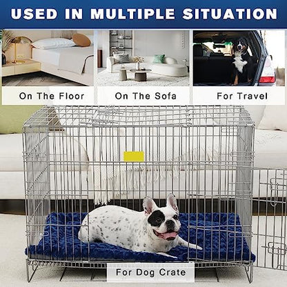 Exsnugy Washable Dog Bed Mat Large Size Fluffy Pet Crate Pad 48x30 XXL - Image 2