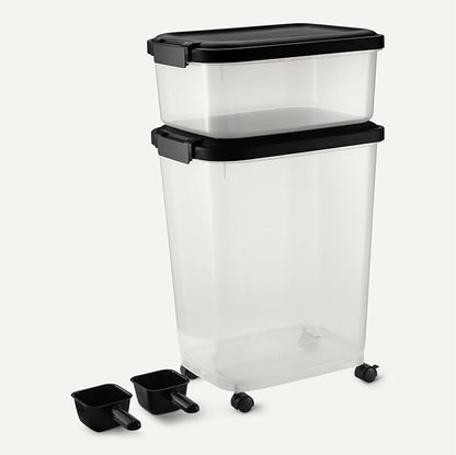 Amazon Basics Pet Food Storage Container Set, 30lbs and 10lbs with Scoop, for Dogs and Cats