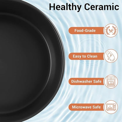 Elevated Dog Bowls, Ceramic Raised Dog Bowl Set with Anti-Slip and Non-Tip Metal Stand, 2 Pack Pet Food and Water Feeding Bowls for Small and Medium Dogs (Black,3.6 Cups)
