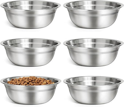 URPOWER 6 Pack 8" Stainless Steel Dog Bowls - 50oz Thickened Durable Pet Bowls for Food and Water, Fit for Elevated Dog Bowl Stand