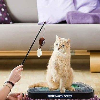 CAT SCRATCHING BOARD NFL LOS VEGAS Raiders Football Field CAT Scratcher Toy. + Catnip Filled Plush Football Toy&Feather Cat Toy Hanging with Jingle Bell Interactive Ball Cat Chasing 5-in-1 Kitty Toy