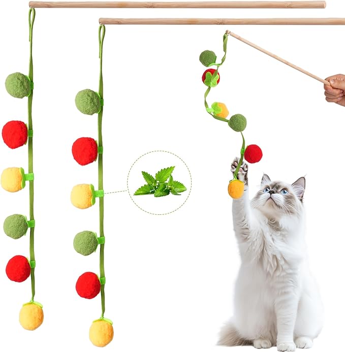 Durable Cat Toys with Catnip, Self-Play Hanging Kicker Toy for Indoor Cats, Interactive Window/Door Mount Design with Bell & Spring for Kittens and Adult Cats (Red&Green)