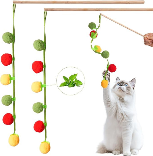 Durable Cat Toys with Catnip, Self-Play Hanging Kicker Toy for Indoor Cats, Interactive Window/Door Mount Design with Bell & Spring for Kittens and Adult Cats (Red&Green)